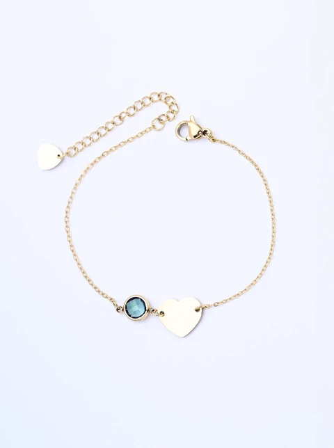 Bransoletka serce, kryształ urodzeniowy Grudzień, stal pozłacana S108124Z00