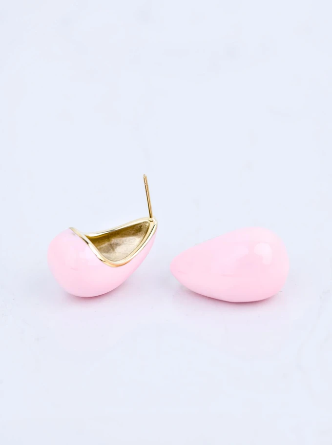 [Zestaw] Kolczyki różowe krople, stal pozłacana S209916Z06