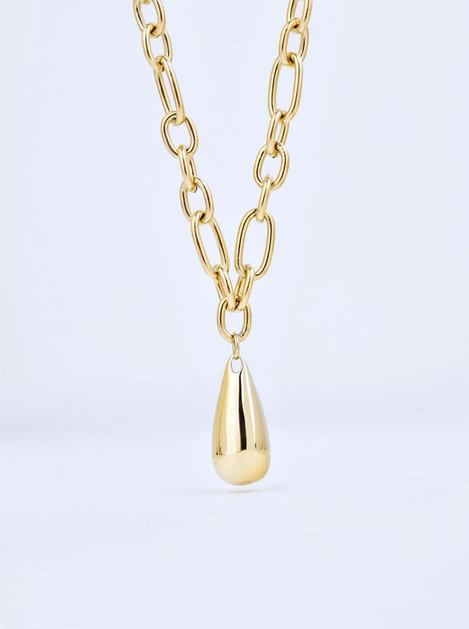 [Zestaw] Naszyjnik dmuchana kropla, stal pozłacana S309872Z00