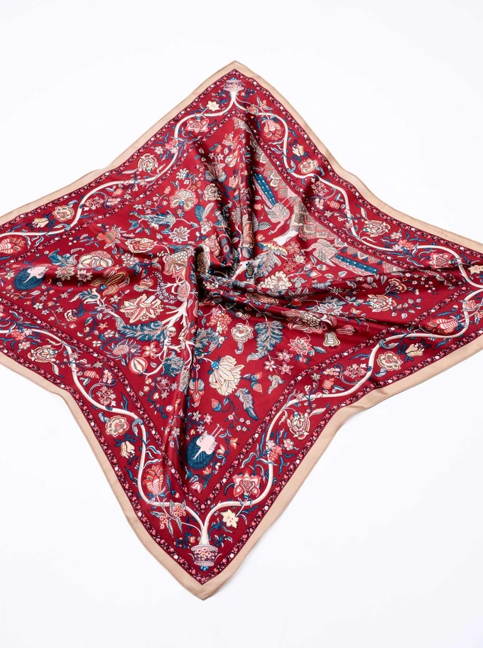 Apaszka Jedwabna, kwiaty, 65 cm x 65 cm, AP10155-07