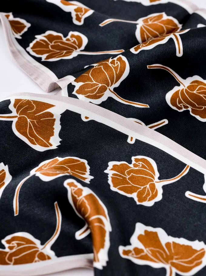 Apaszka Jedwabna, szal, kwiaty, 16 cm x 145 cm, AP10208-07