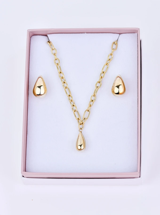[Zestaw] Naszyjnik dmuchana kropla, stal pozłacana S309872Z00