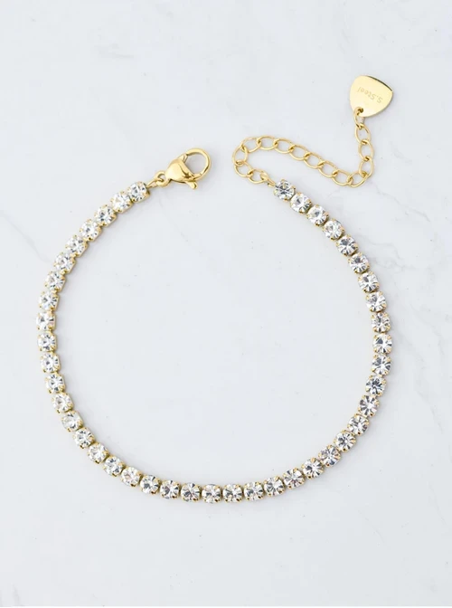 [Zestaw] Naszyjnik tenisowy, kryształki, stal pozłacana S310249Z00