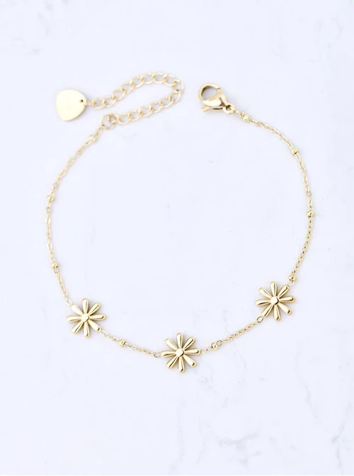 [Zestaw] Naszyjnik kwiatuszki, stal pozłacana  S309959Z00