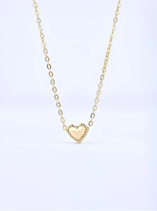 [Zestaw] Naszyjnik serduszko, stal pozłacana S309970Z00