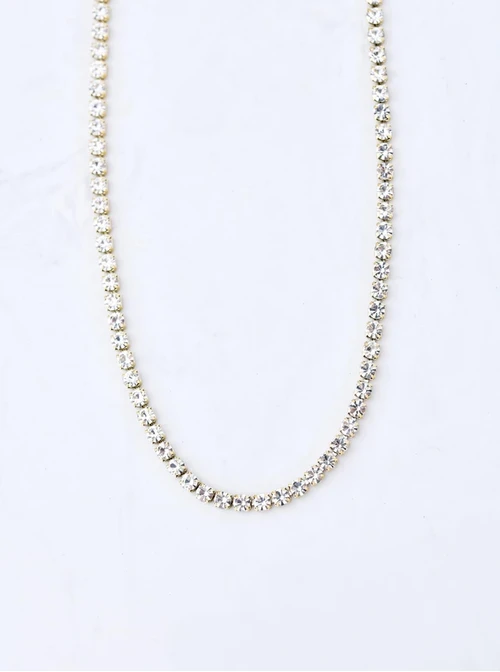 [Zestaw] Naszyjnik tenisowy, kryształki, stal pozłacana S310249Z00