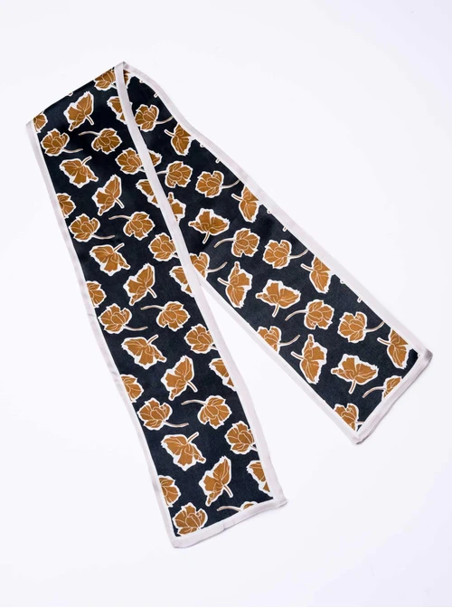 Apaszka Jedwabna, szal, kwiaty, 16 cm x 145 cm, AP10208-07