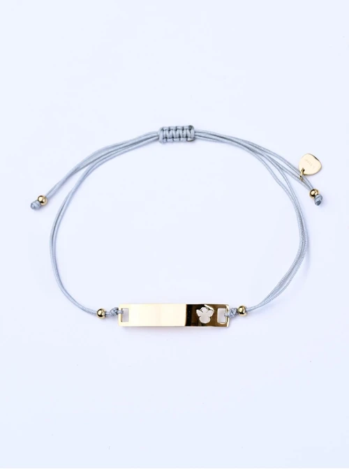 Bransoletka grawer, aniołek, szary, stal pozłacana S108071Z-09