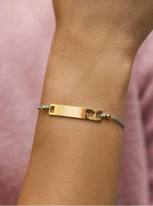 Bransoletka grawer, aniołek, szary, stal pozłacana S108071Z-09