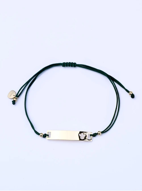 Bransoletka grawer, aniołek, zielony, stal pozłacana S108071Z-05