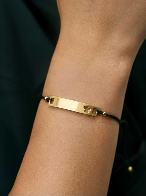 Bransoletka grawer, aniołek, zielony, stal pozłacana S108071Z-05