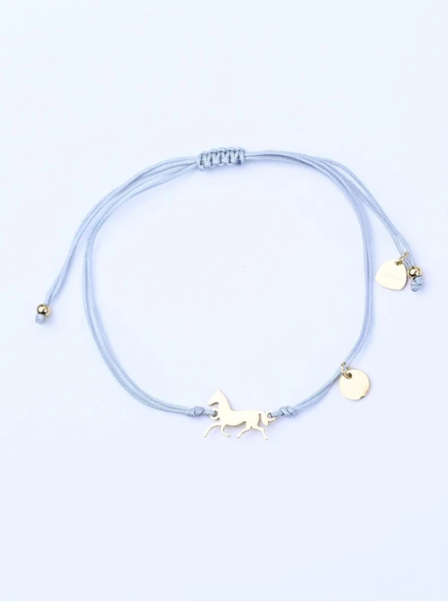 Bransoletka grawer, konik, szary, stal pozłacana S108069Z-09