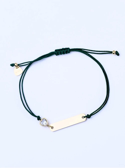 Bransoletka grawer, kryształowe serduszko, stal pozłacana S108076Z-05