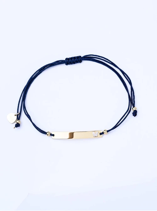 Bransoletka grawer, motylek, granatowy, stal pozłacana S108072Z-04