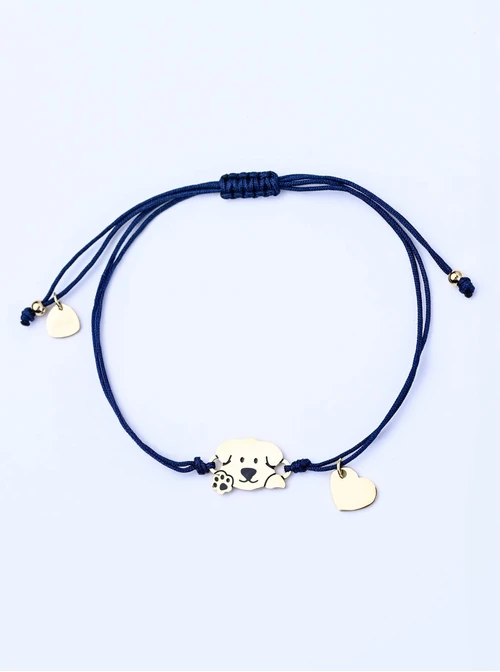 Bransoletka grawer, piesek, serduszko, stal pozłacana S108075Z-04