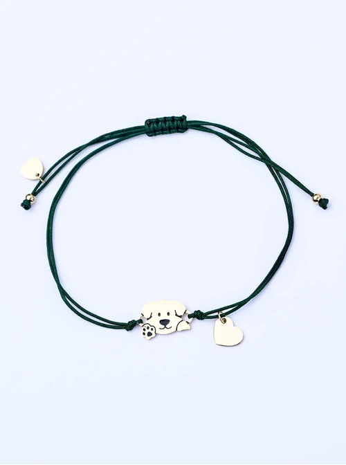 Bransoletka grawer, piesek, serduszko, stal pozłacana S108075Z-05