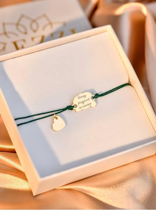 Bransoletka grawer, piesek, serduszko, stal pozłacana S108075Z-05