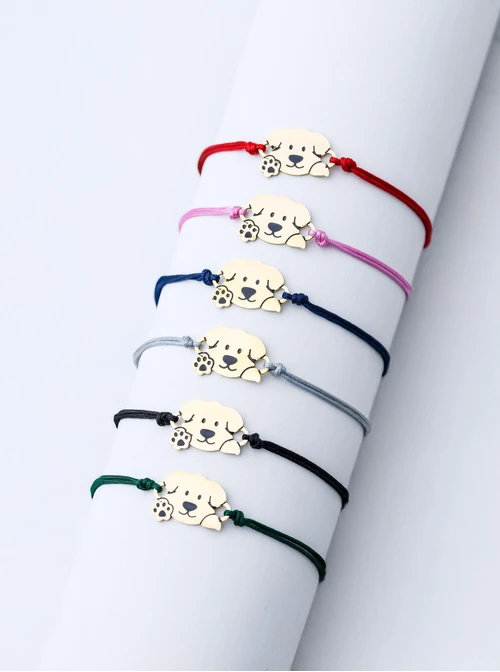 Bransoletka grawer, piesek, serduszko, stal pozłacana S108075Z-05