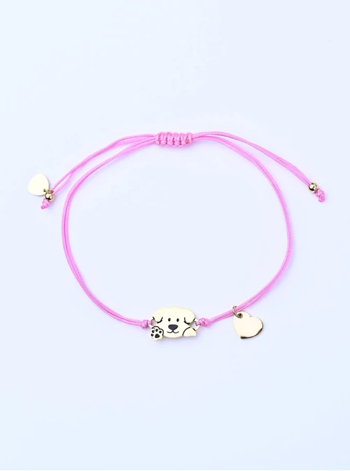 Bransoletka grawer, piesek, serduszko, stal pozłacana S108075Z-06