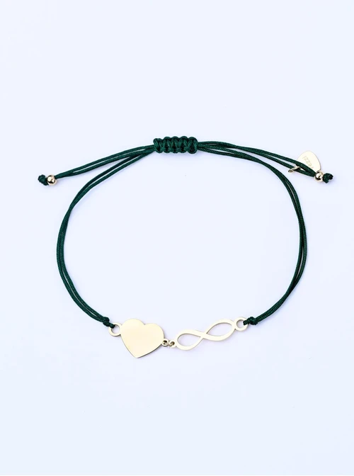 Bransoletka grawer, serce, nieskończoność, stal pozłacana S108070Z-05