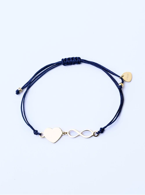 Bransoletka grawer, serduszko, nieskończoność, stal pozłacana S108070Z-04