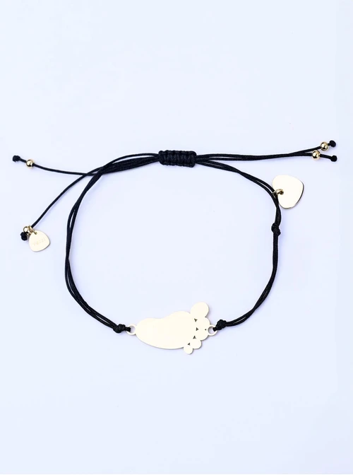 Bransoletka grawer, stópka, serduszko, stal pozłacana S108074Z-01