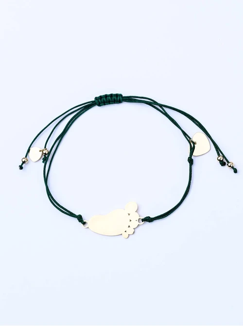 Bransoletka grawer, stópka, serduszko, stal pozłacana S108074Z-05