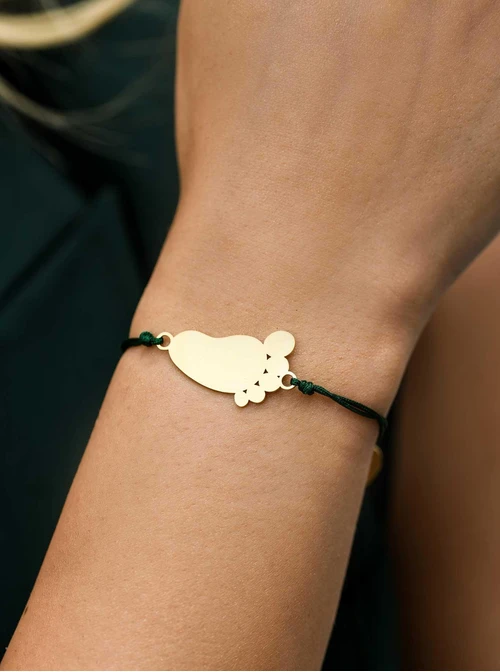 Bransoletka grawer, stópka, serduszko, stal pozłacana S108074Z-05