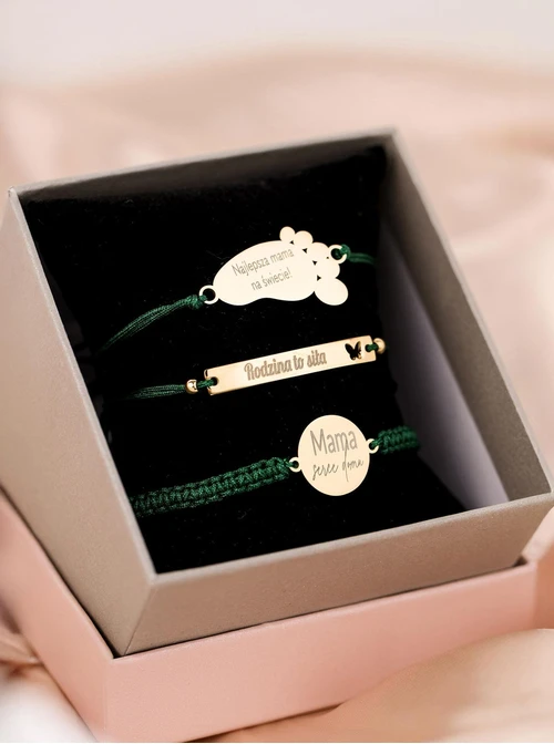 Bransoletka grawer, stópka, serduszko, stal pozłacana S108074Z-05