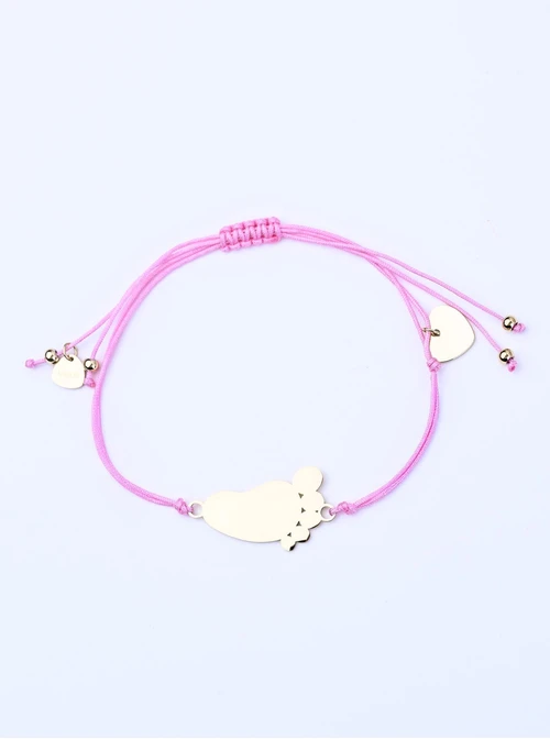 Bransoletka grawer, stópka, serduszko, stal pozłacana S108074Z-06