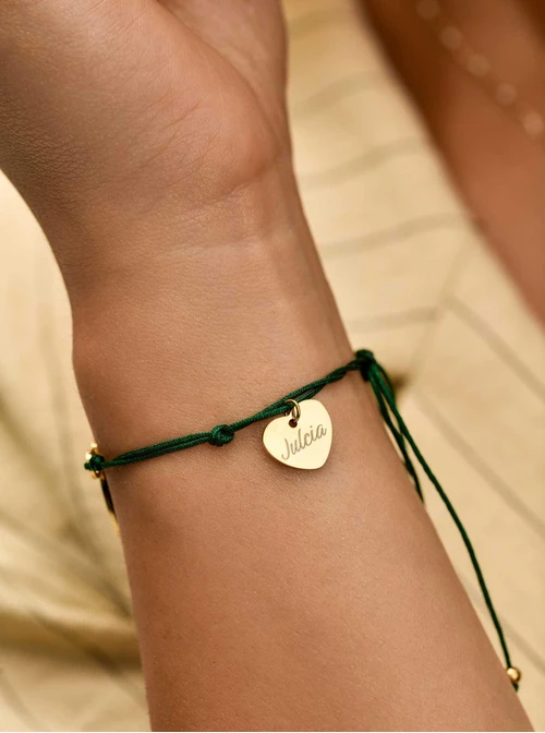 Bransoletka grawer, stópki, serduszko, stal pozłacana S108073Z-05