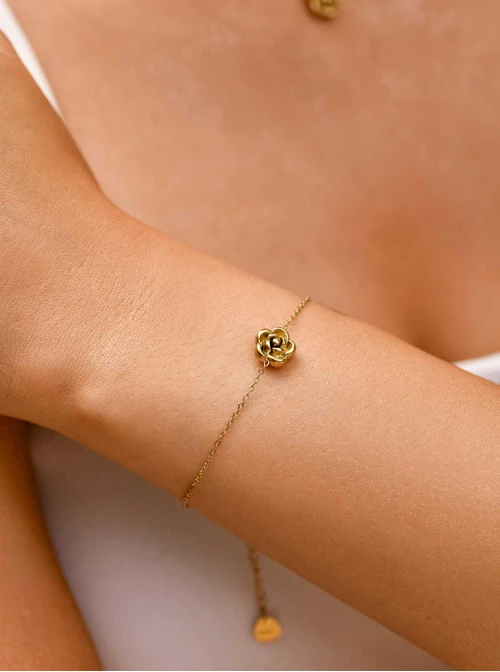 Bransoletka kwiatuszek, stal pozłacana S109975Z00