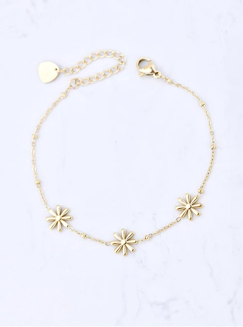 Bransoletka kwiatuszki, stal pozłacana S109960Z00