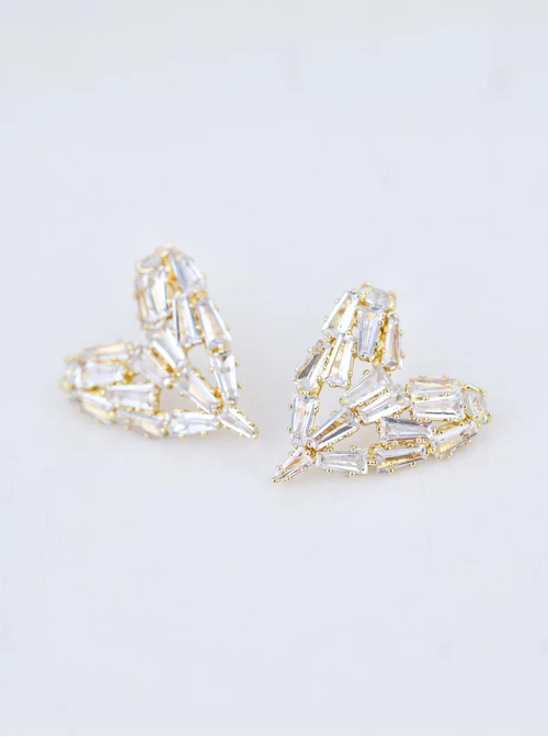 Kolczyki wieczorowe, serca z kryształkami B210118Z00