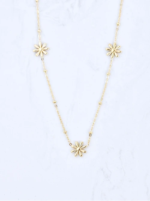 Naszyjnik kwiatuszki, stal pozłacana  S309959Z00