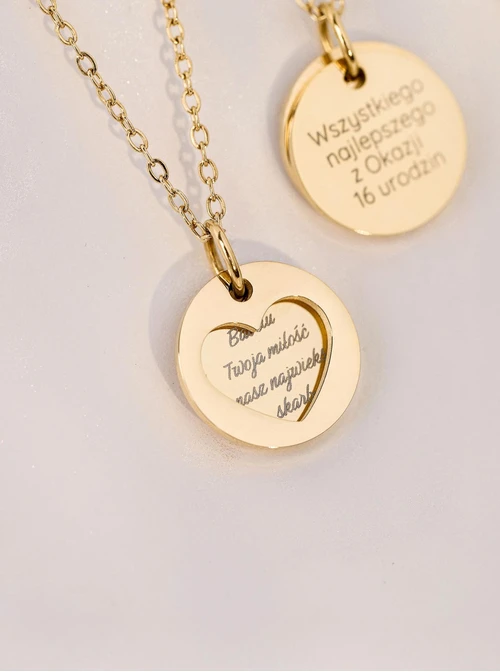 Naszyjnik serduszko, kryształ urodzeniowy Czerwiec, stal pozłacana S310562Z00-06