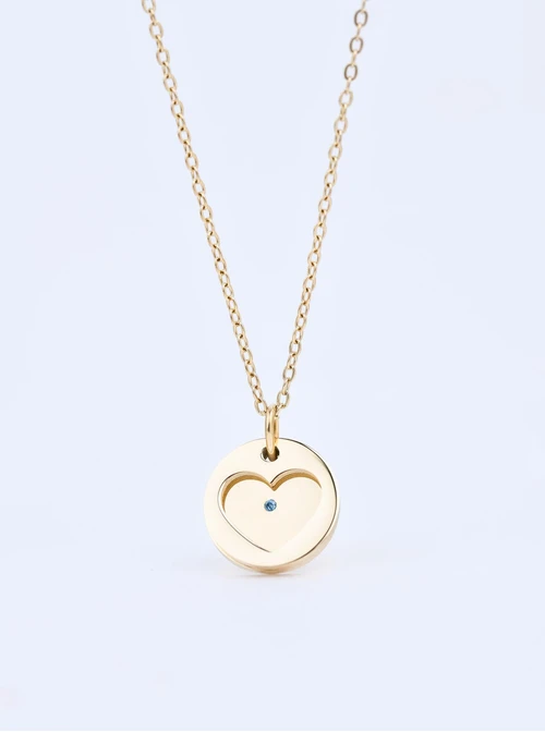 Naszyjnik serduszko, kryształ urodzeniowy Grudzień, stal pozłacana S310562Z00-12