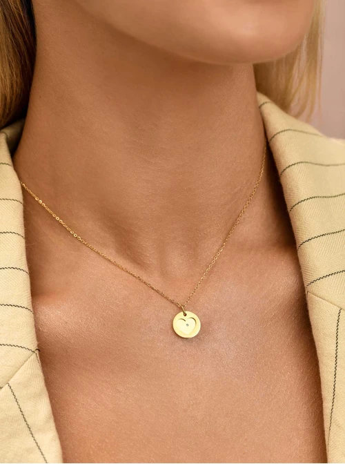 Naszyjnik serduszko, kryształ urodzeniowy Grudzień, stal pozłacana S310562Z00-12