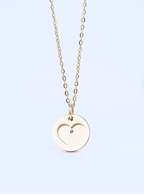 Naszyjnik serduszko, kryształ urodzeniowy Kwiecień, stal pozłacana  S310562Z00-04