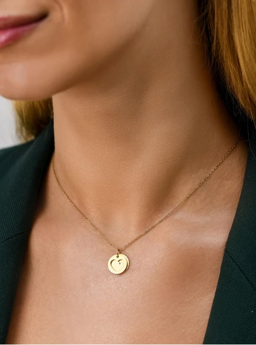 Naszyjnik serduszko, kryształ urodzeniowy Kwiecień, stal pozłacana  S310562Z00-04