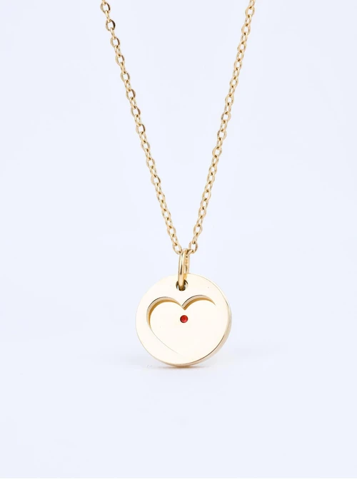 Naszyjnik serduszko, kryształ urodzeniowy Lipiec, stal pozłacana S310562Z00-07