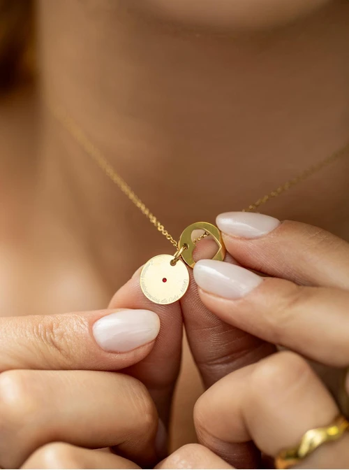 Naszyjnik serduszko, kryształ urodzeniowy Lipiec, stal pozłacana S310562Z00-07