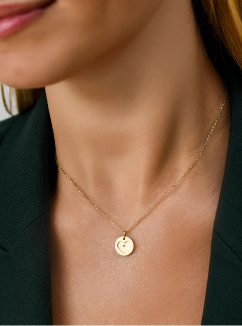 Naszyjnik serduszko, kryształ urodzeniowy Lipiec, stal pozłacana S310562Z00-07