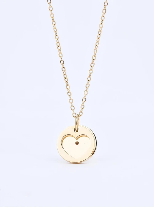 Naszyjnik serduszko, kryształ urodzeniowy Listopad, stal pozłacana S310562Z00-11