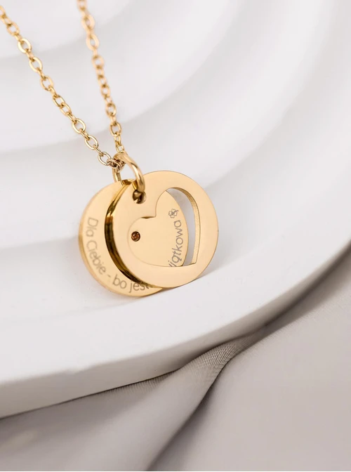 Naszyjnik serduszko, kryształ urodzeniowy Listopad, stal pozłacana S310562Z00-11