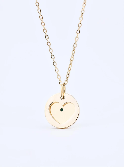 Naszyjnik serduszko, kryształ urodzeniowy Maj, stal pozłacana S310562Z00-05