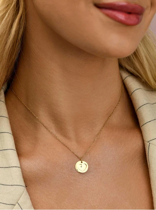 Naszyjnik serduszko, kryształ urodzeniowy Maj, stal pozłacana S310562Z00-05