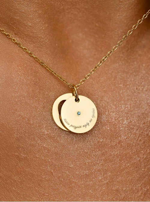 Naszyjnik serduszko, kryształ urodzeniowy Marzec, stal pozłacana S310562Z00-03