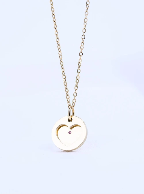 Naszyjnik serduszko, kryształ urodzeniowy Październik, stal pozłacana S310562Z00-10