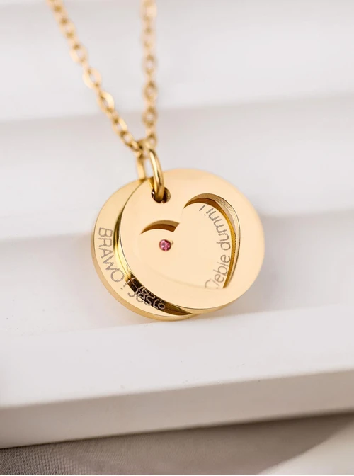 Naszyjnik serduszko, kryształ urodzeniowy Październik, stal pozłacana S310562Z00-10